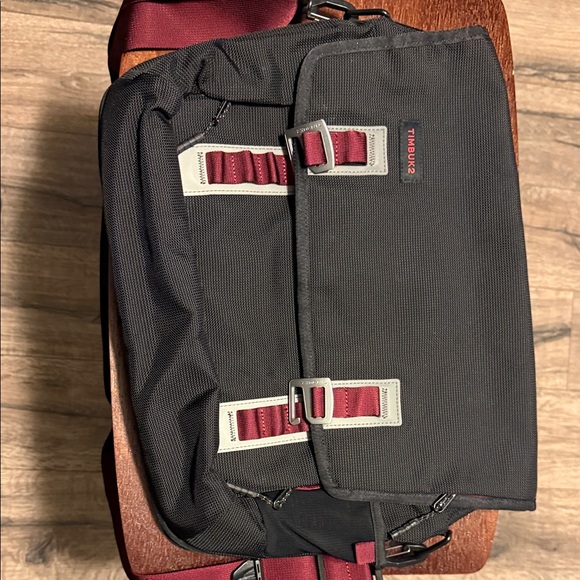Timbuk2 Black and Burgundy Messenger Bag